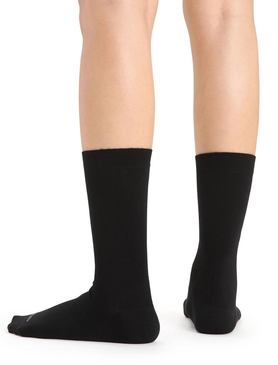 Black Women's Icebreaker Merino Lifestyle Fine Gauge Crew Socks | USA 1436PJJQ